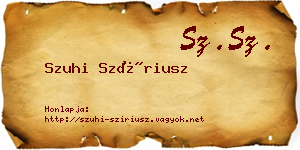 Szuhi Szíriusz névjegykártya